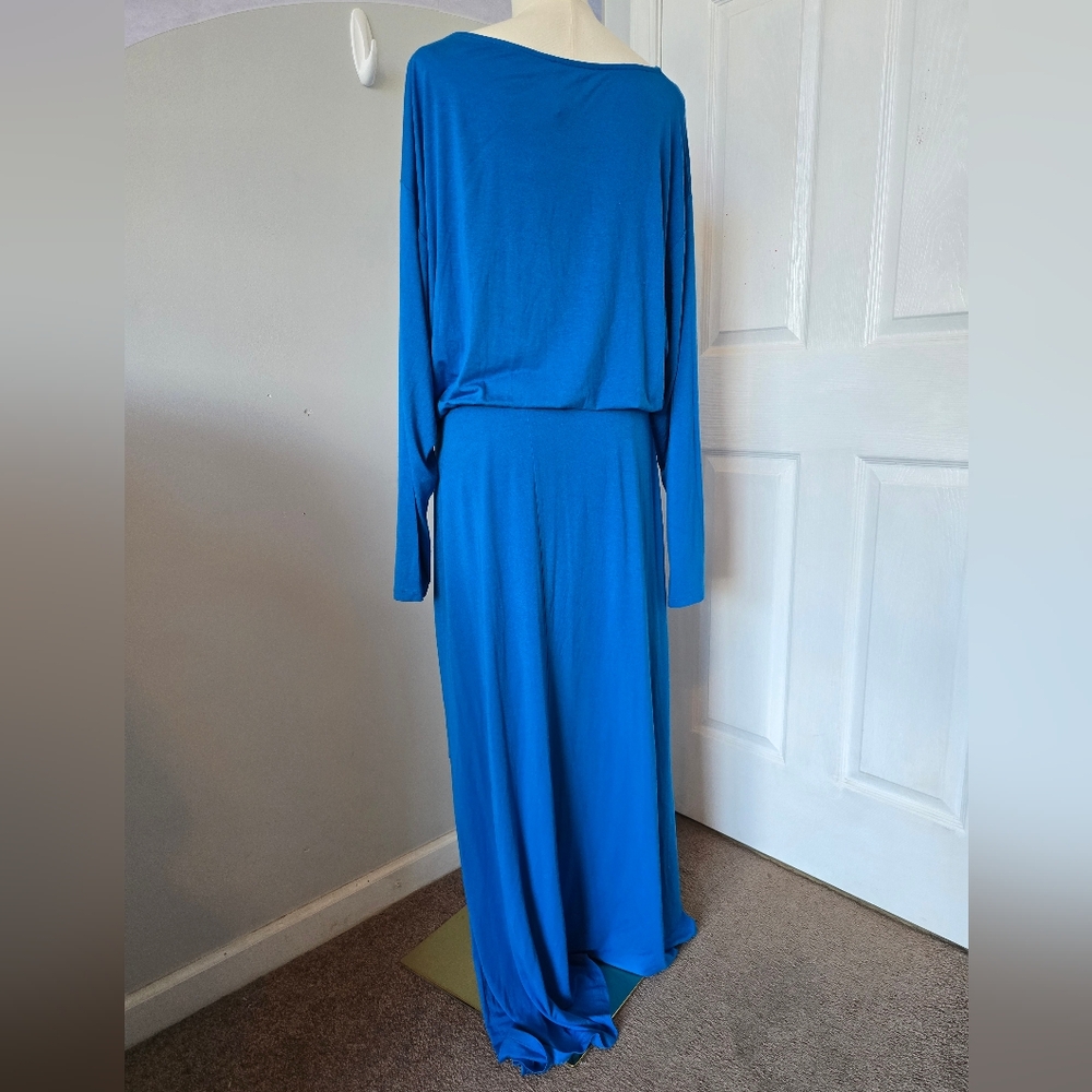 Free People | Large | Blue Long Sleeve Wrap Maxi Dress - Picture 5 of 12